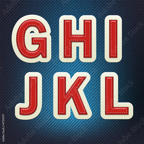 Stitched Fabric Font G-L