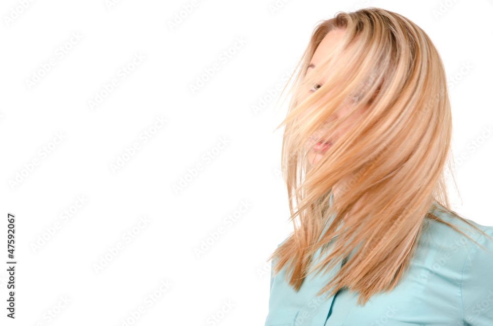 Naklejka premium Blonde woman with the wind in her hair