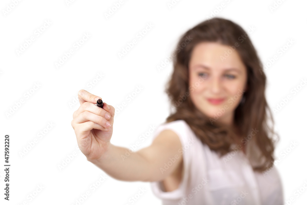 Young woman drawing on wihteboard Young woman drawing on wihteboard