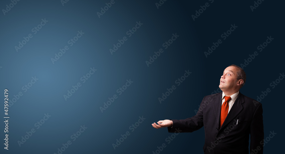 businessman gesturing with copy space businessman gesturing with copy space