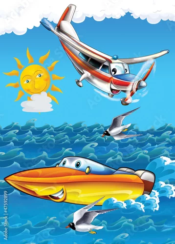 Obraz Samolot i statek