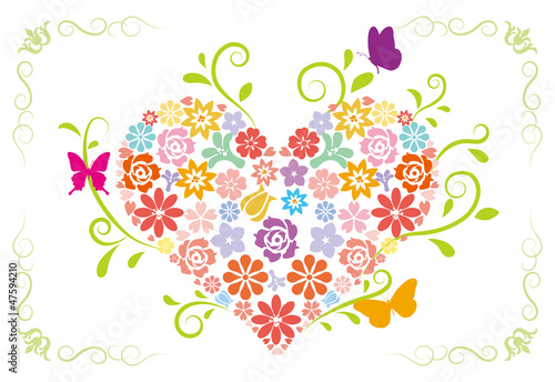 Spring-flower heart-Colorful-