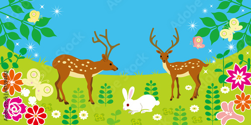 Cute Animals in spring field