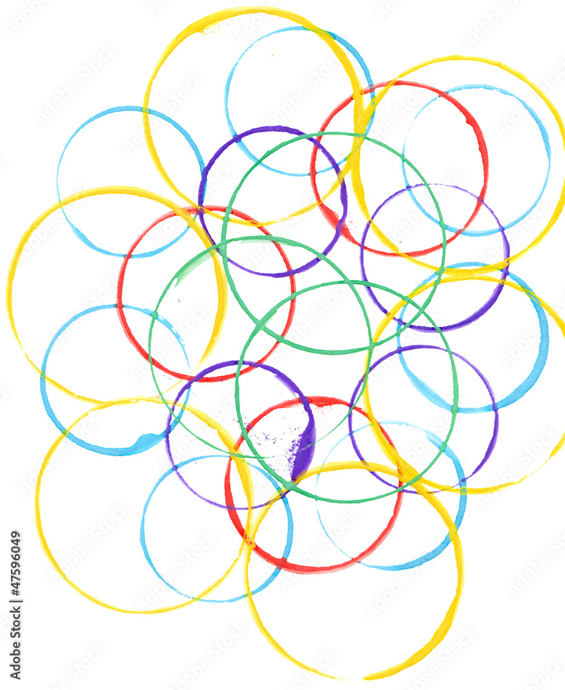Colored circles made with paint Colored circles made with paint