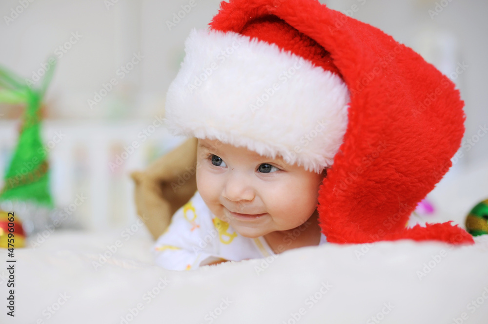Smiling Girl in Santa Claus Cap Smiling Girl in Santa Claus Cap