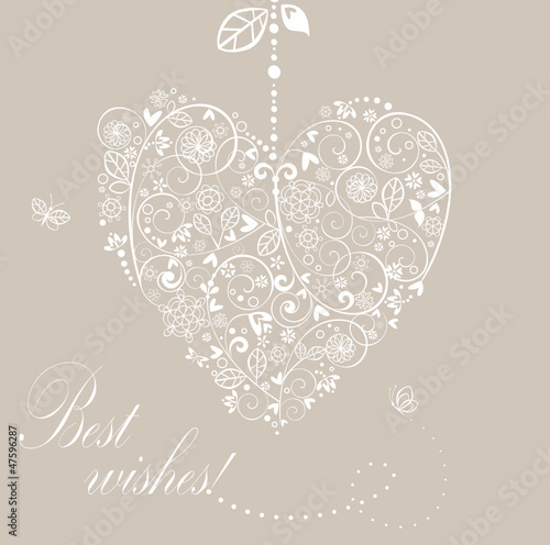 Vintage wedding floral heart