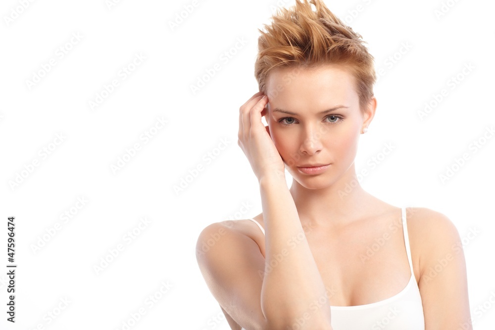 Young woman with trendy hair style Young woman with trendy hair style