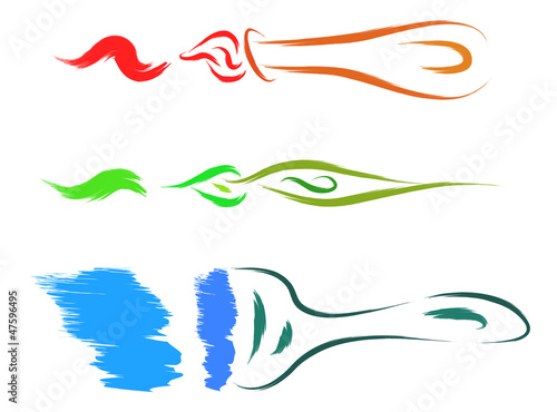 colorful brush and stroke vector set