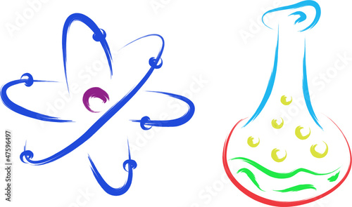 abstract chemical atom and bottle vector