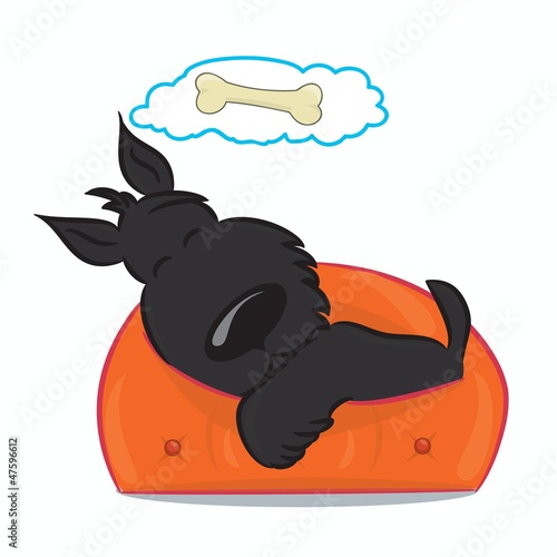 Sleeping funny puppy. Isolated on white. Vector illustration