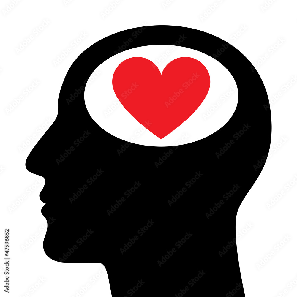 SIlhouette of head with heart symbol SIlhouette of head with heart symbol