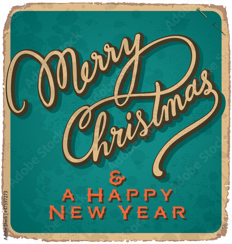 hand-lettered vintage christmas card (vector)