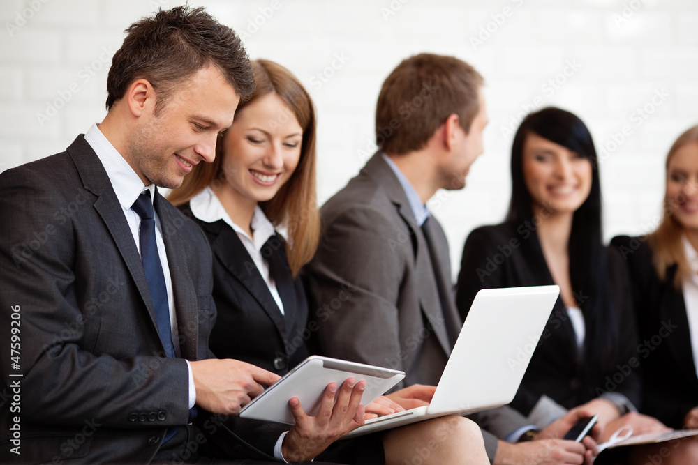 busy business people working digital tablet and laptop busy business people working digital tablet and laptop