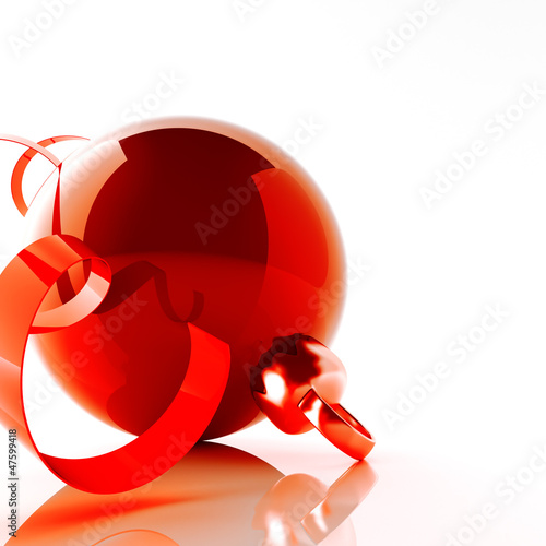 red christmas ball with tin...