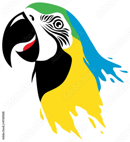 macaw bird head in paint effect