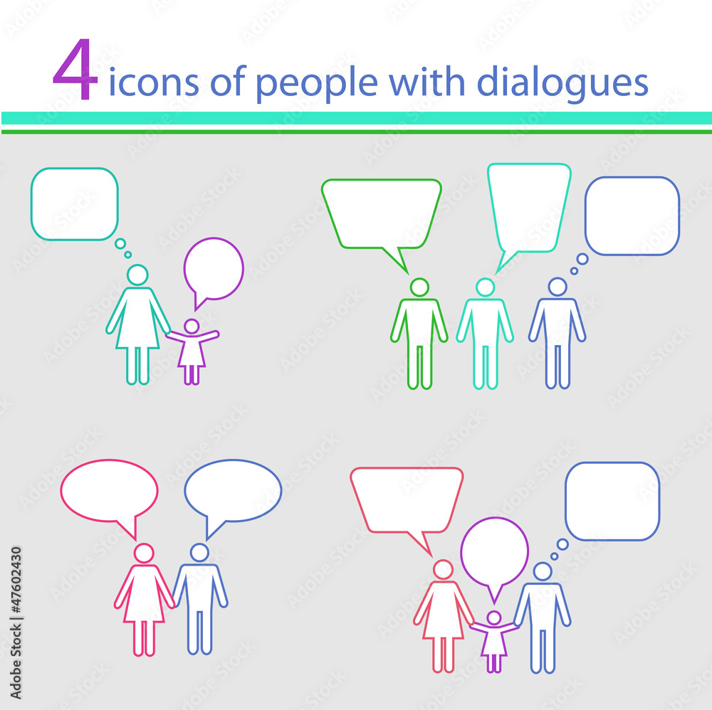 4 icons of people with dialogues (vector)