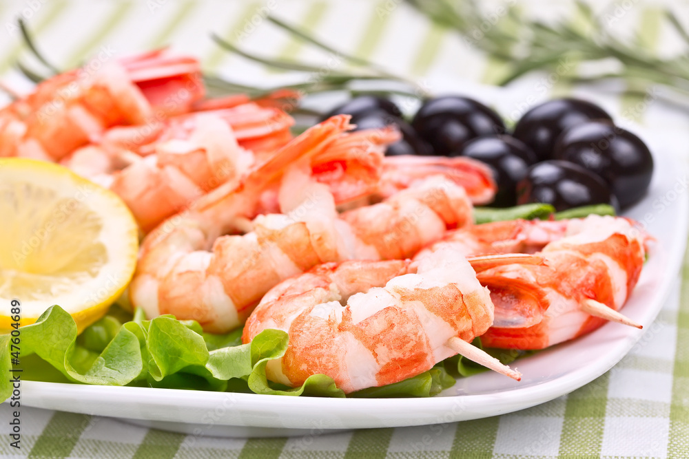 royal shrimps on wooden skewers royal shrimps on wooden skewers