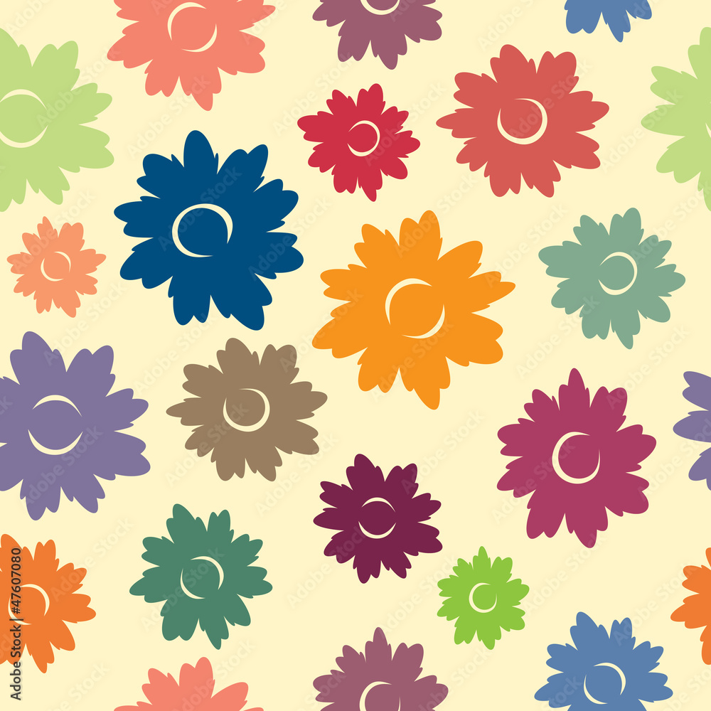 Multicolored seamless background with many sketchy flowers Multicolored seamless background with many sketchy flowers
