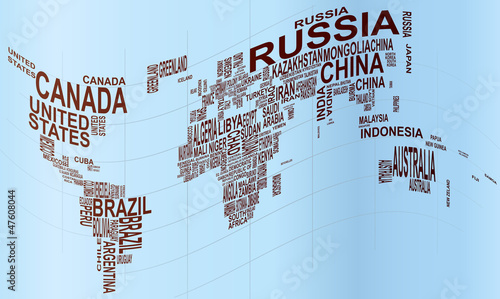 world map with country name