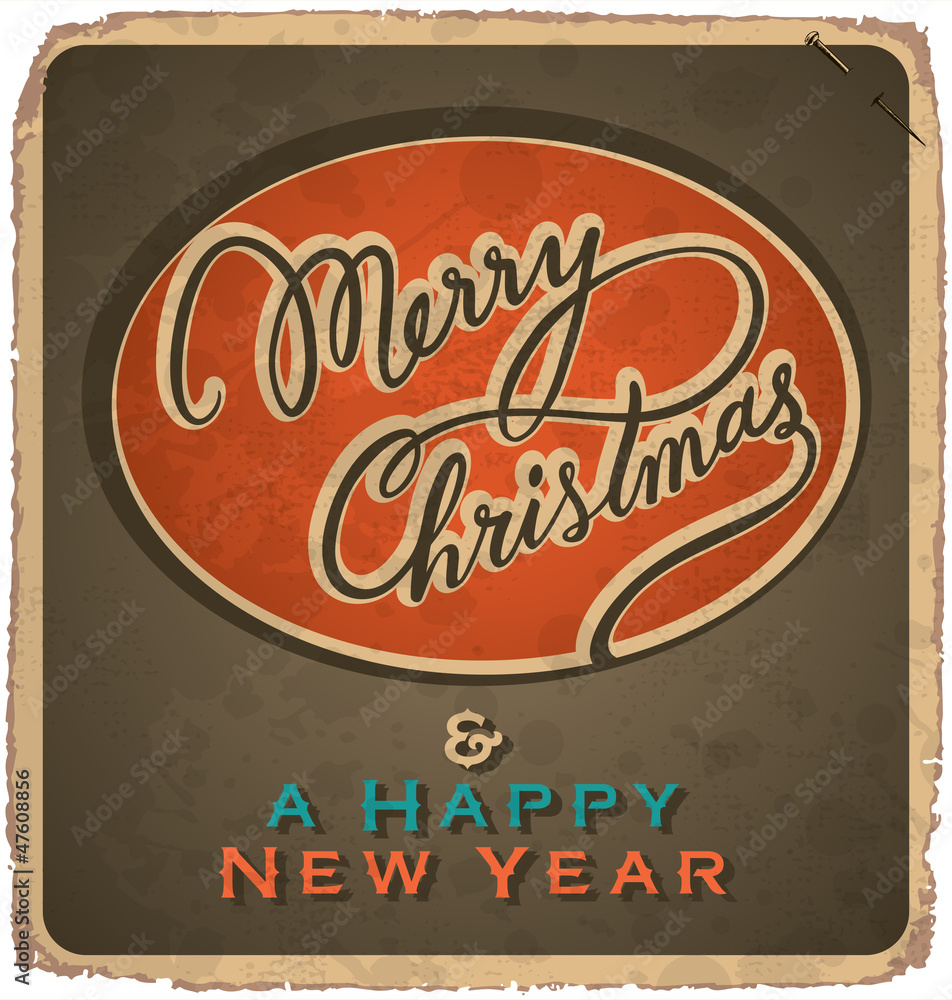 hand-lettered vintage christmas card (vector)