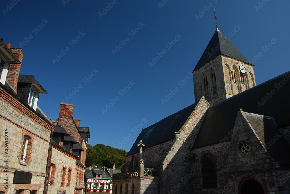 Fototapeta premium Église Saint-Martin de Veules-les-Roses, Normandie