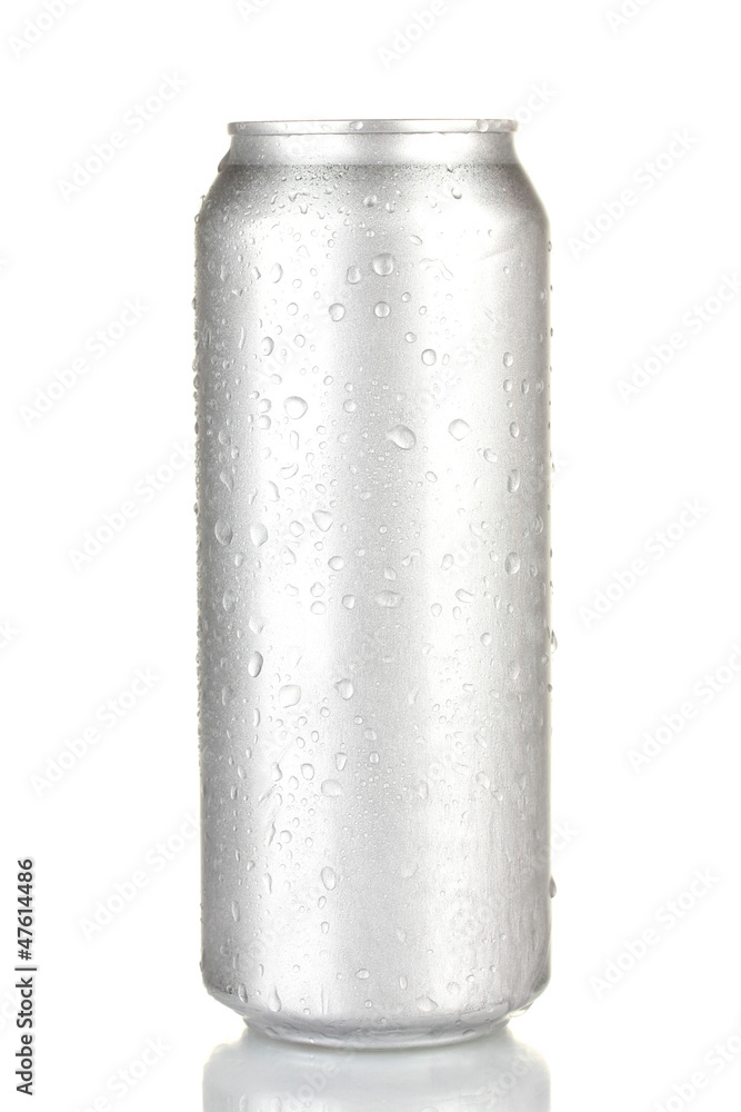 Aluminum can with water drops isolated on white Aluminum can with water drops isolated on white