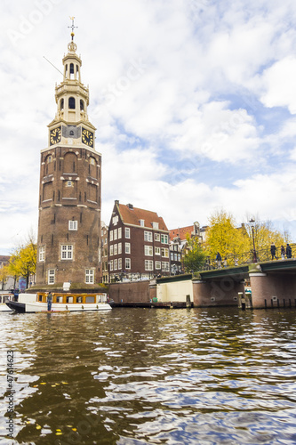 Photography View on a canal in Amsterdam in late autumn