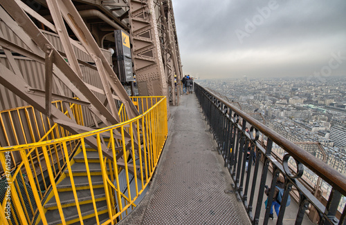 Εκτύπωση καμβά Terrace of Eiffel Tower with metal structure and beautiful view
