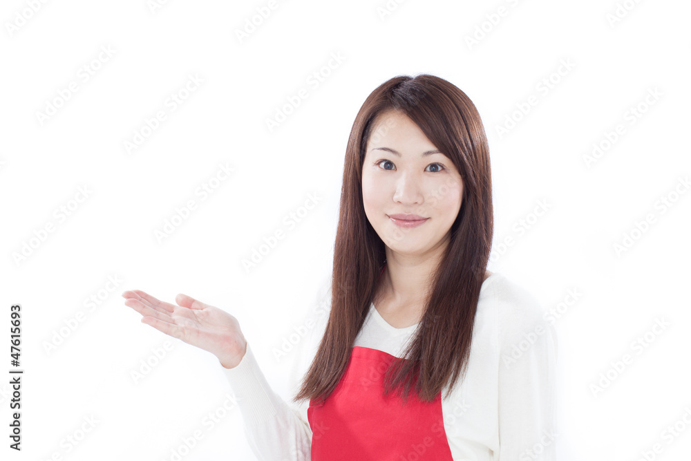 エプロンをした女性 エプロンをした女性