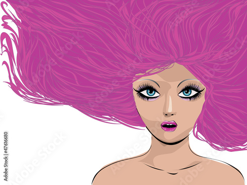Girl with pink hair