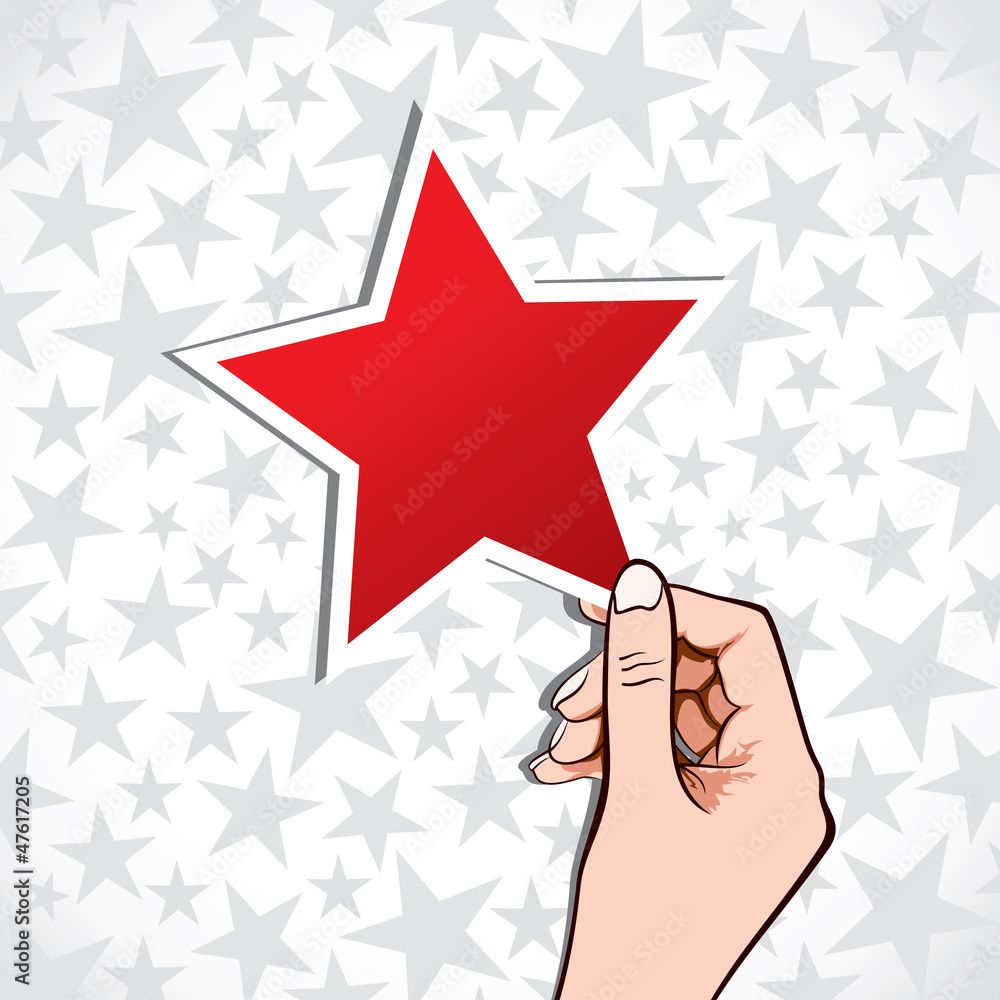 red big christmas star on hand stock vector red big christmas star on hand stock vector