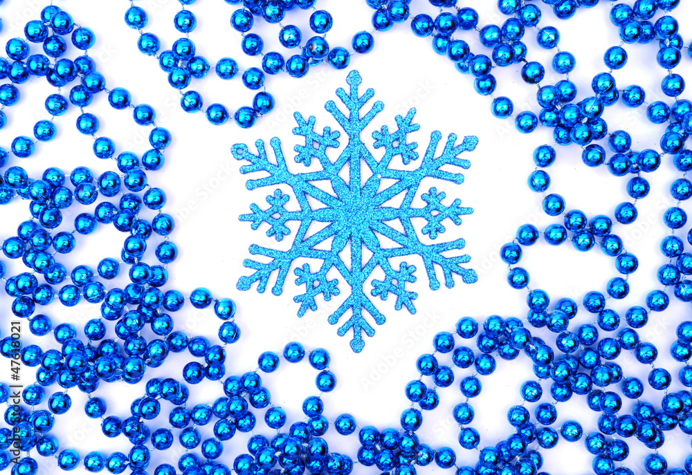Snowflake decoration with beads, isolated on white Snowflake decoration with beads, isolated on white