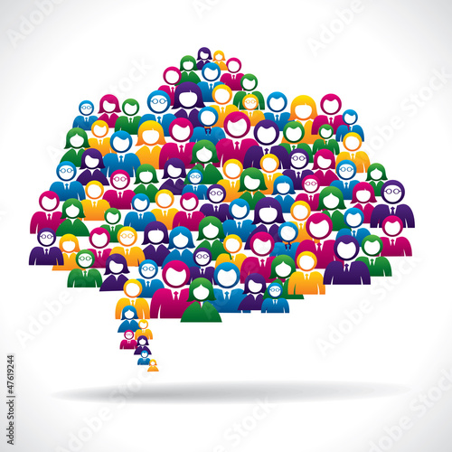 group of people make message bubble