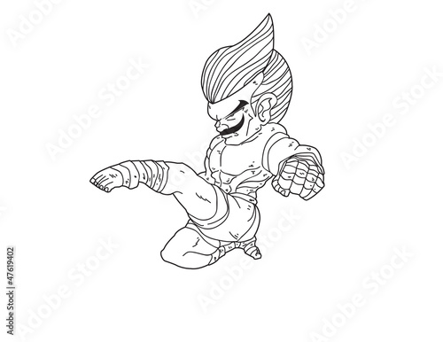 Muay Thai Boran : character cartoon 11 (jump front kick)