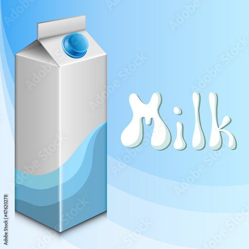 Blue background with milk carton