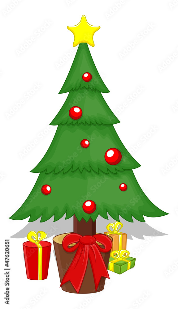 Cartoon Tree - Christmas Vector Illustration Cartoon Tree - Christmas Vector Illustration