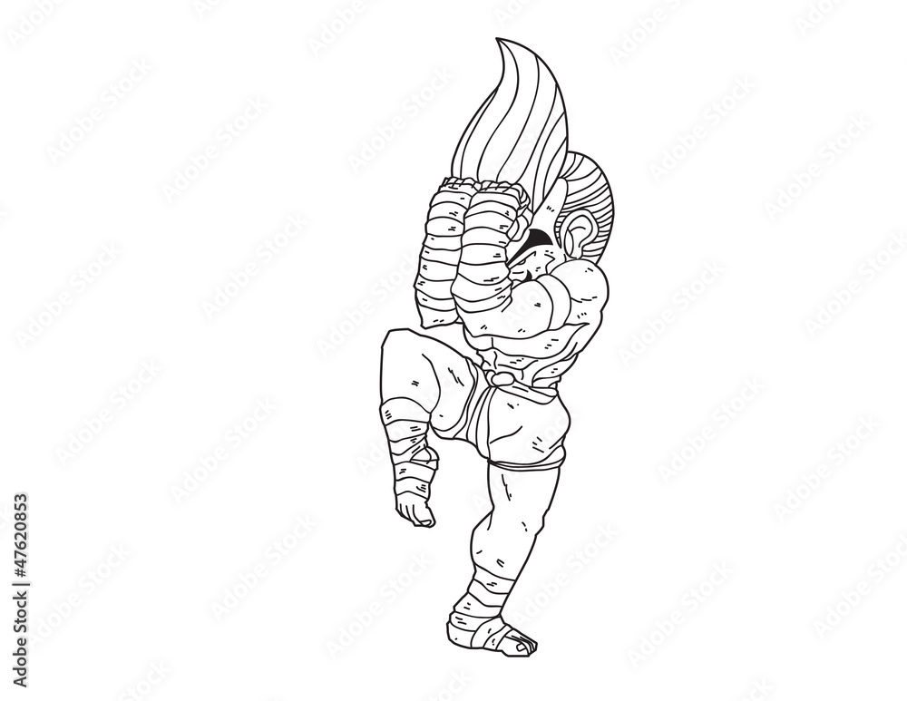 Muay Thai Boran : character cartoon 12 (A guarded stance) Muay Thai Boran : character cartoon 12 (A guarded stance)