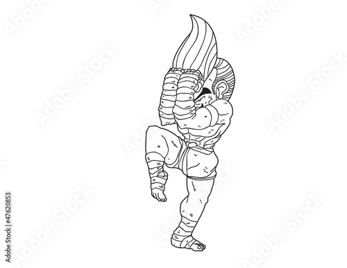 Muay Thai Boran : character cartoon 12 (A guarded stance)
