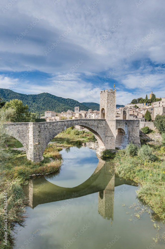 Medieval bridge in Besalu, Spain
