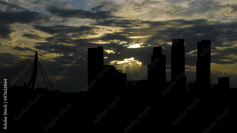 Netherlands Rotterdam skyline sunset Netherlands Rotterdam skyline sunset