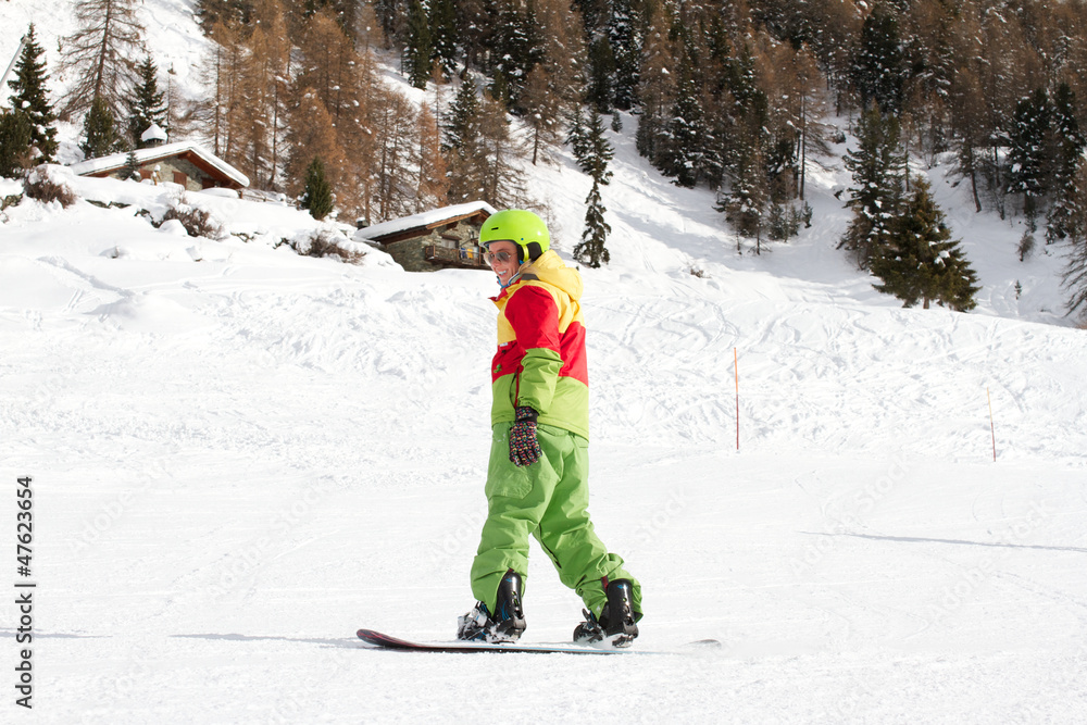 Fototapeta premium lady snowboarder
