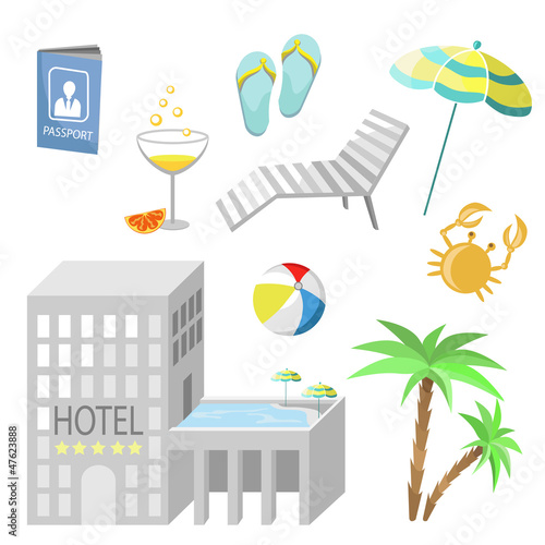 icons - rest in hotel (vector)