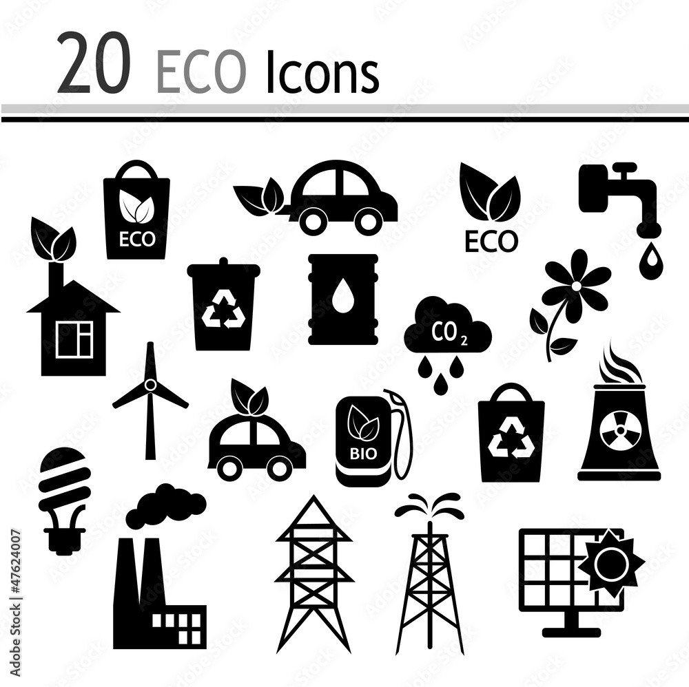 Naklejka premium 20 Icons - ecology and industry(Vector)