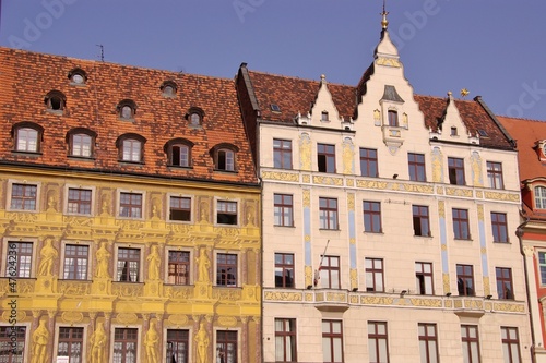 Historic houses on the market (rynek) of Wroclaw in Poland