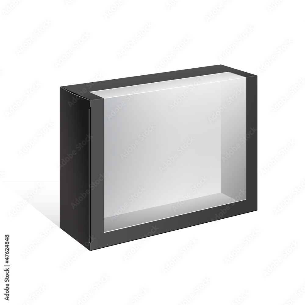 Black Package Box with a transparent window Black Package Box with a transparent window