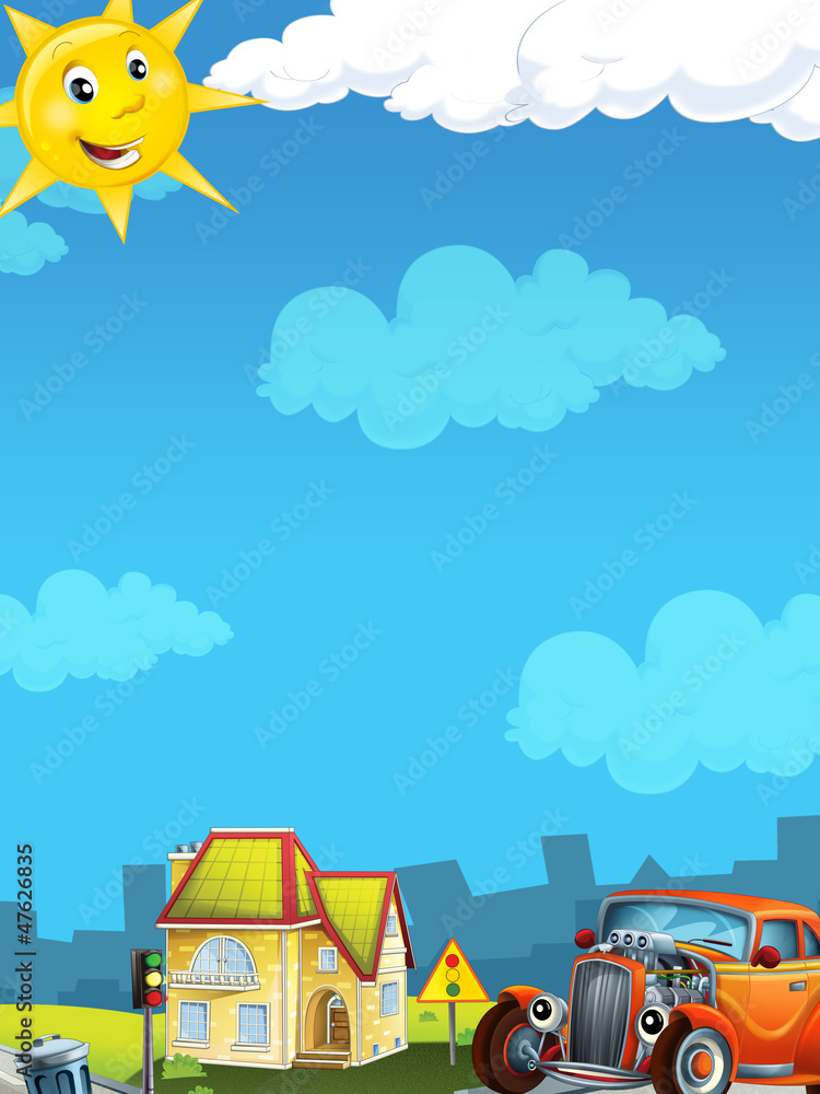 Cartoon city look with hotrod Cartoon city look with hotrod
