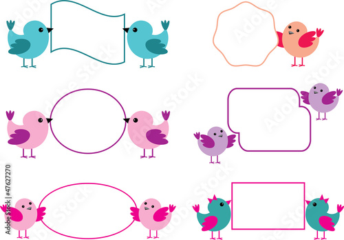 Little birds hold paper forms