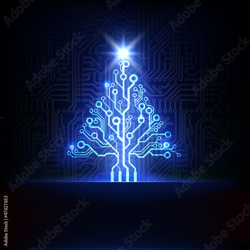 Vector electronic christmas tree