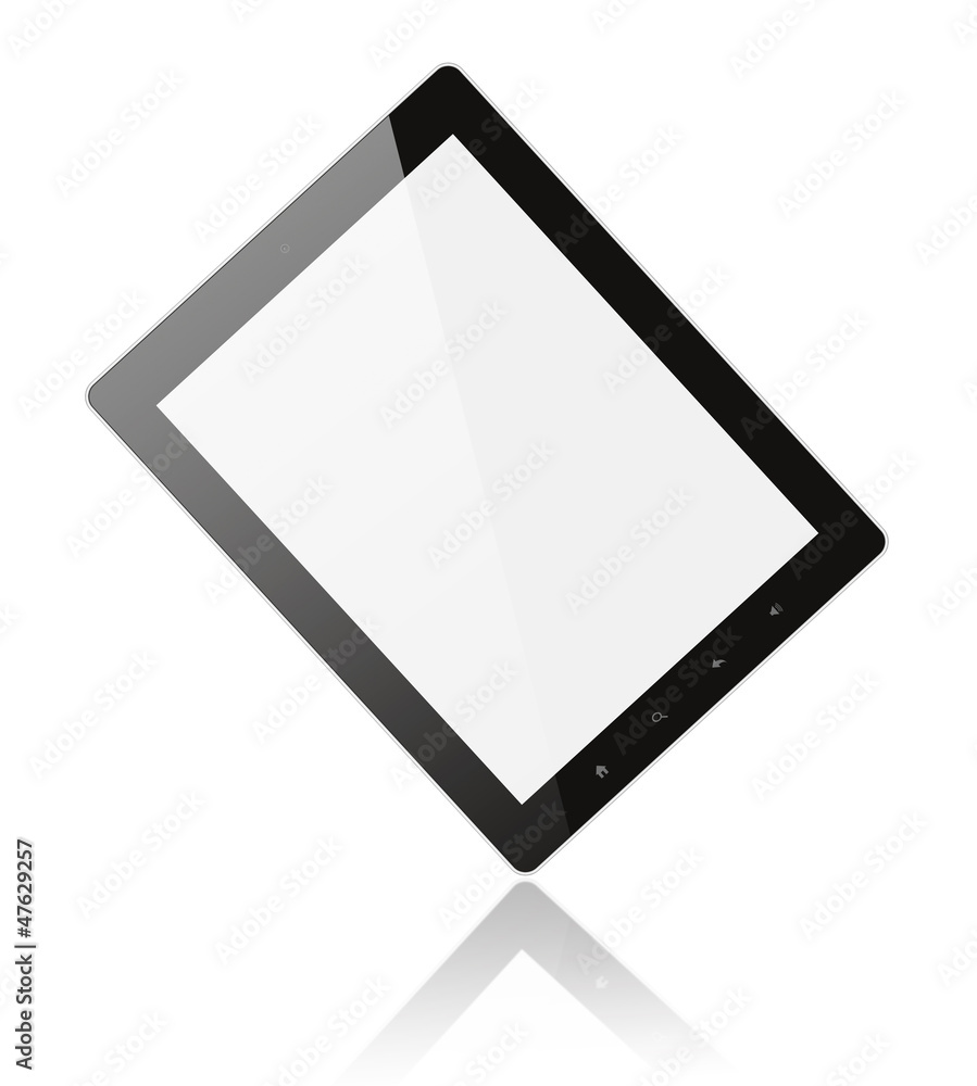 Black digital tablet pc on white background . Black digital tablet pc on white background .