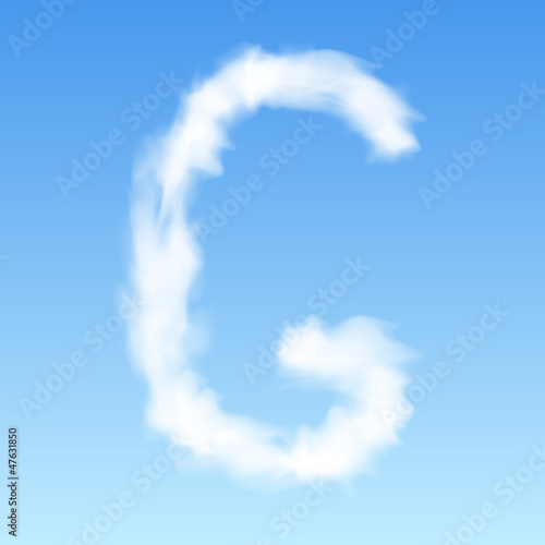 Clouds in shape of the letter G. Vector illustration.